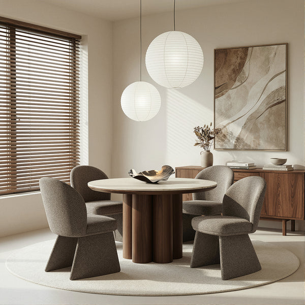 Briar/Dahlke 5-Piece Dining Set - Walnut And Travertine/Brown
