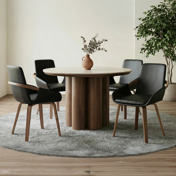 Briar/Beck 5-Piece Dining Set - Walnut/Black And Walnut