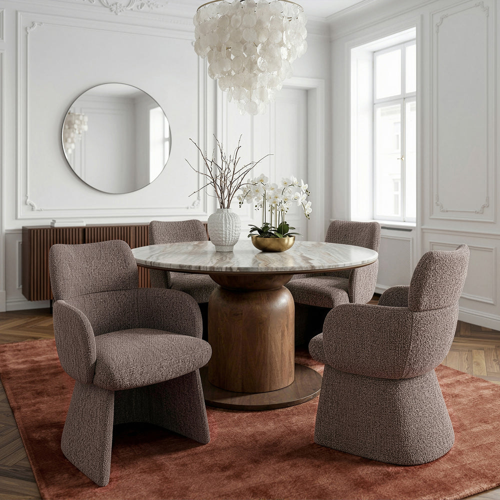 Willa/Hollis 5-Piece Dining Set - Walnut/Brown