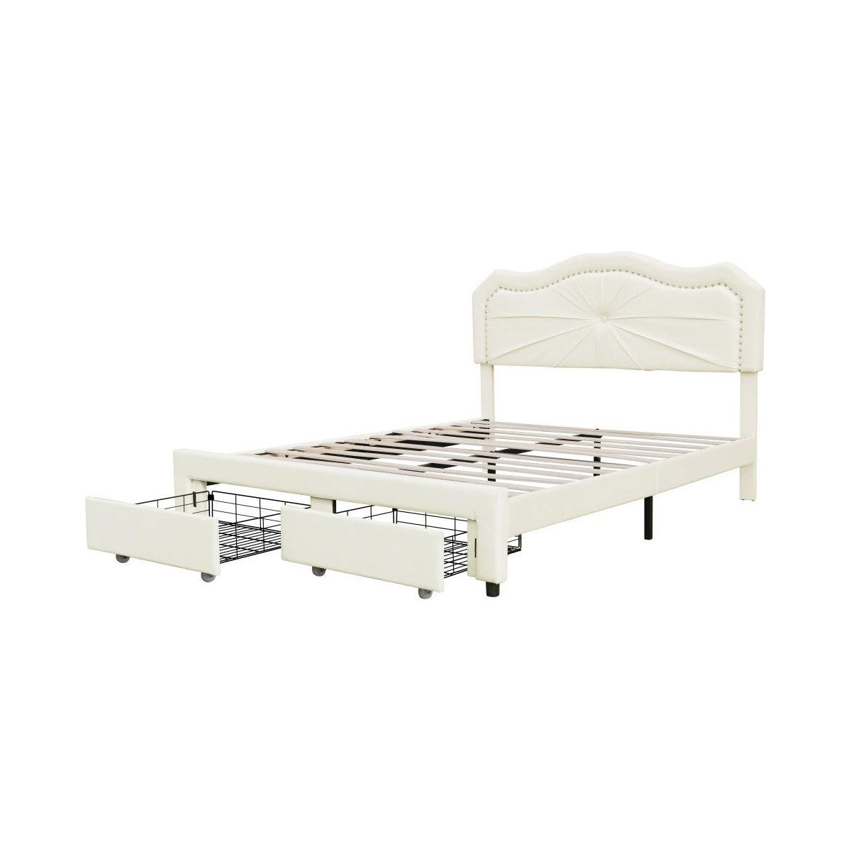 Finley Platform Double Storage Bed, Cream