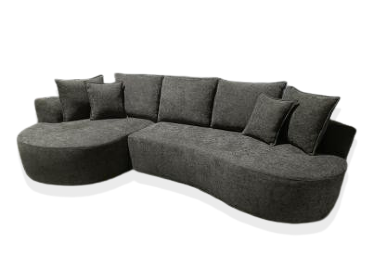 Monaco Curved Sectional Sofa, Brown