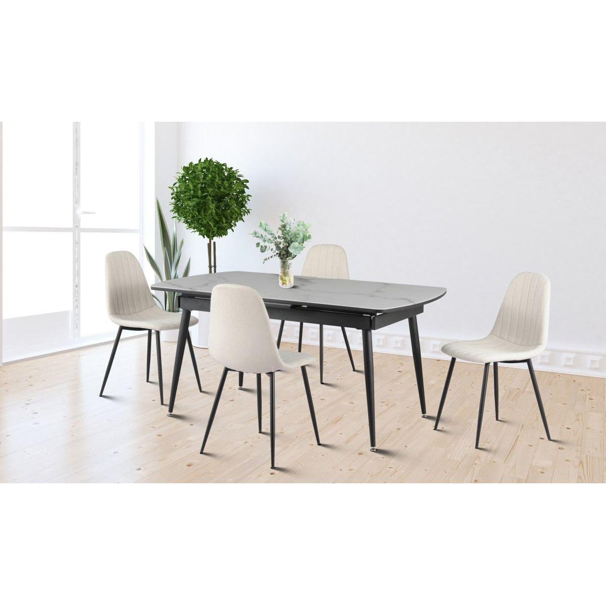 Anya 5-piece Dining Set - White/beige