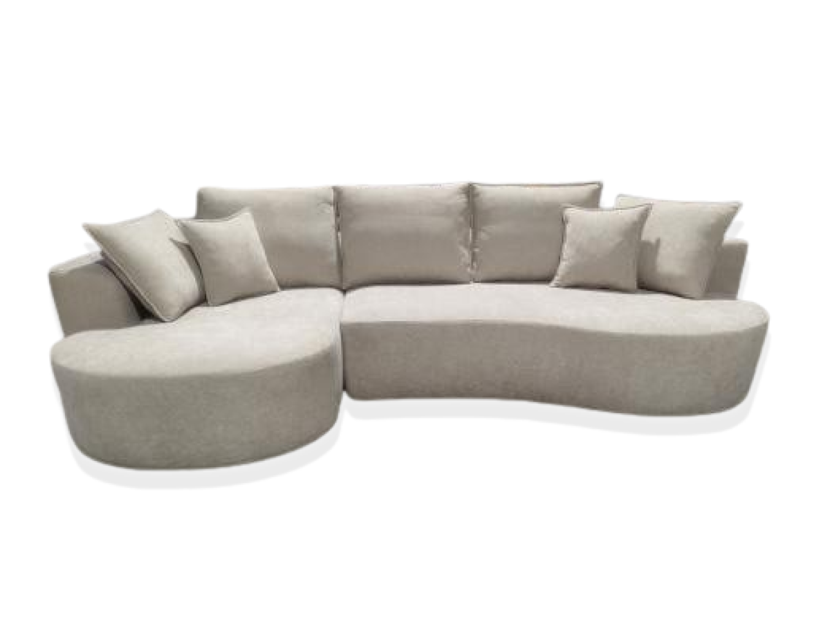 Monaco Curved Sectional Sofa, Beige