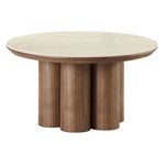 Briar Round Coffee Table - Walnut/Travertine
