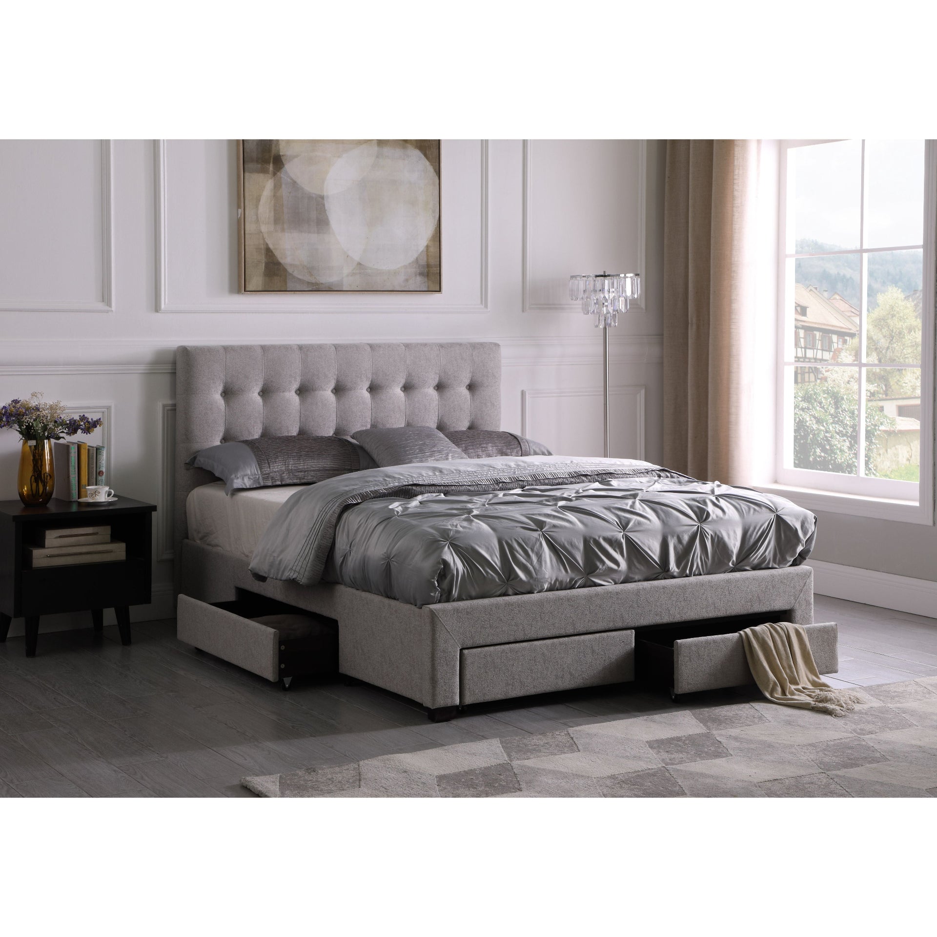 Elisae Storage Bed - Queen Grey