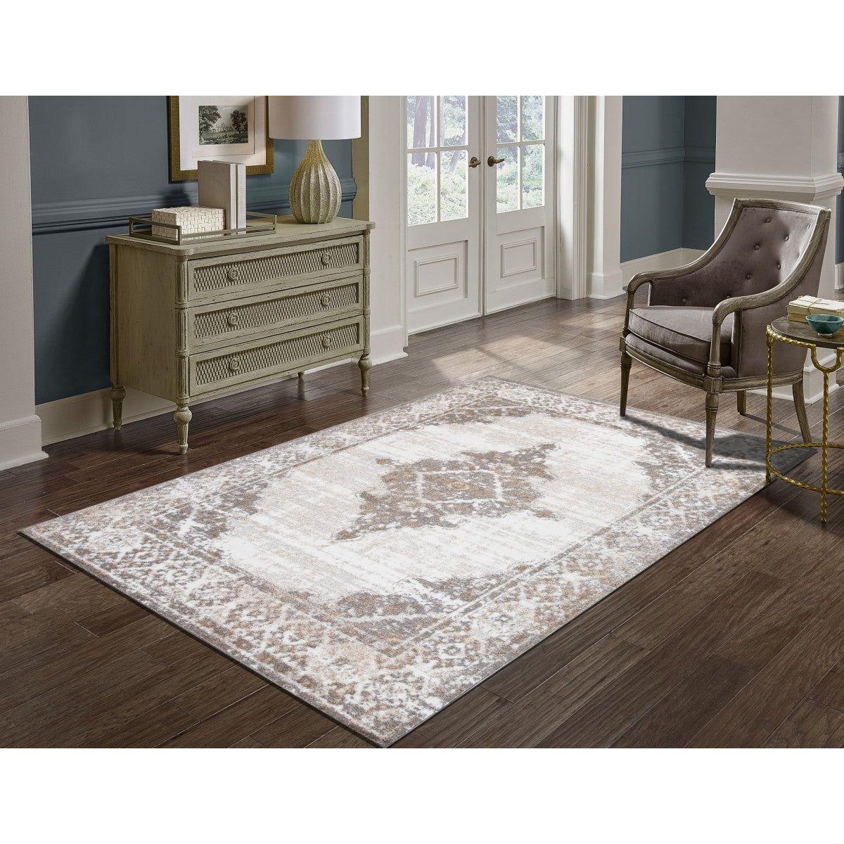 Mark Area Rug - Grey/cream