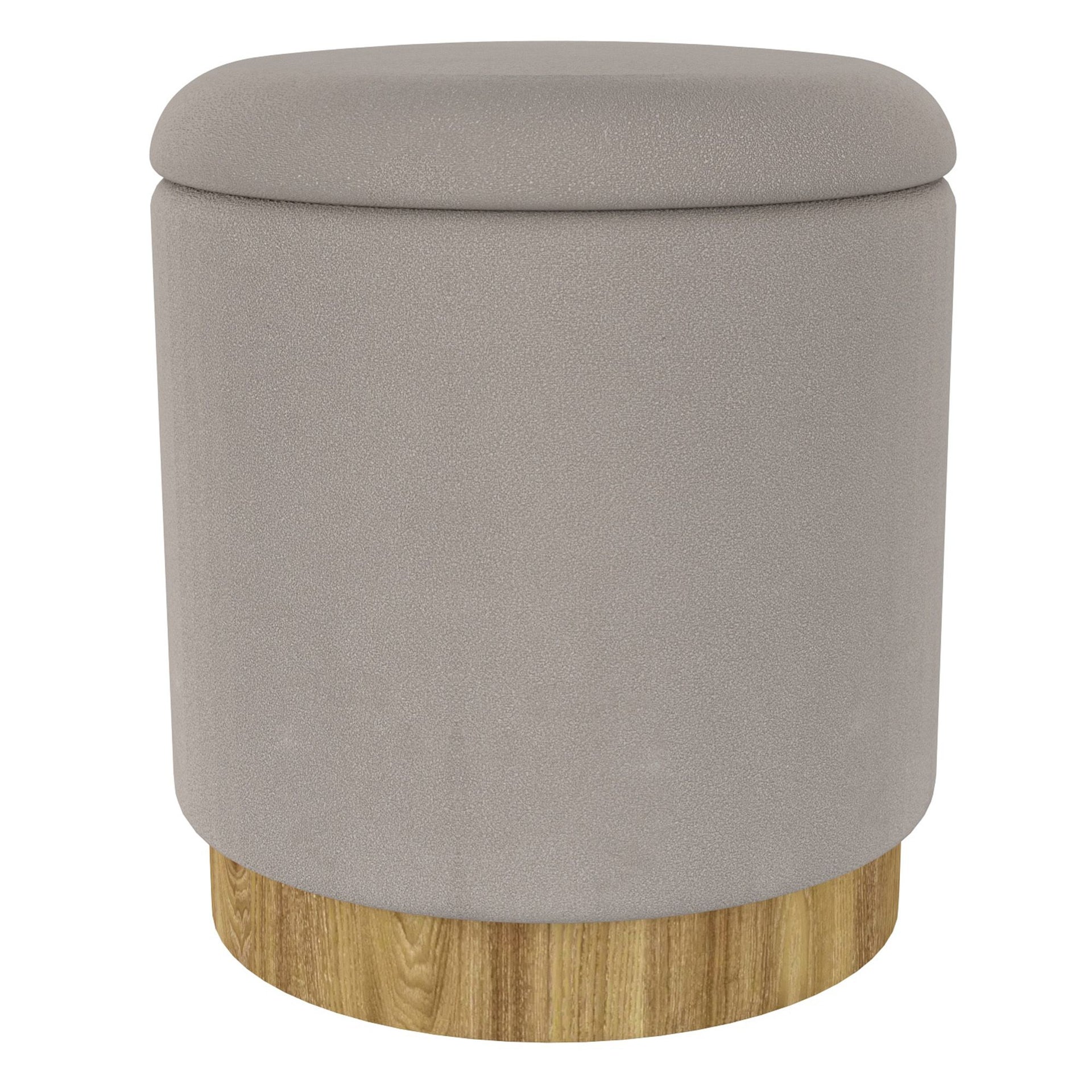 Alya Round Storage Ottoman, Grey