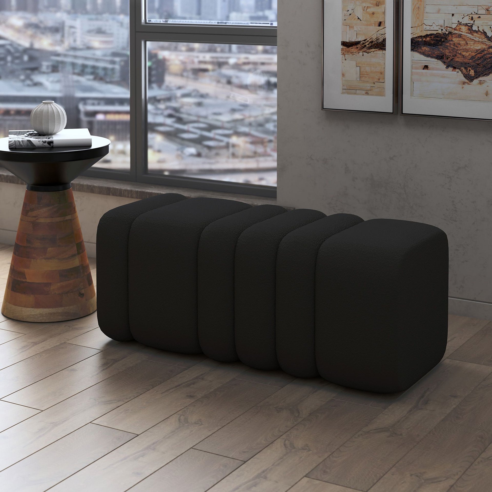 Rigel Large Ottoman Bench , Black