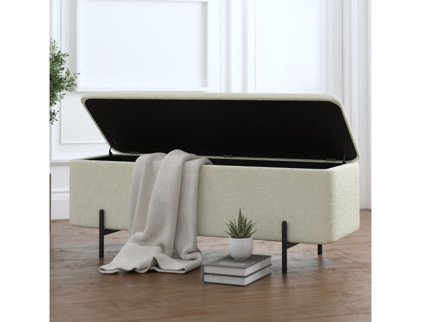 Liana Upholstered Ottoman - Beige