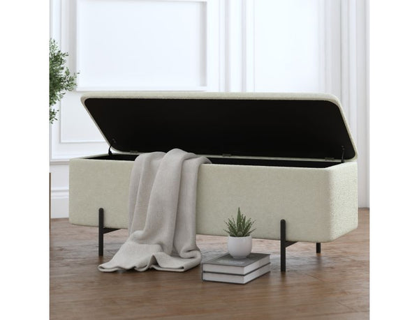 Liana Upholstered Ottoman - Beige