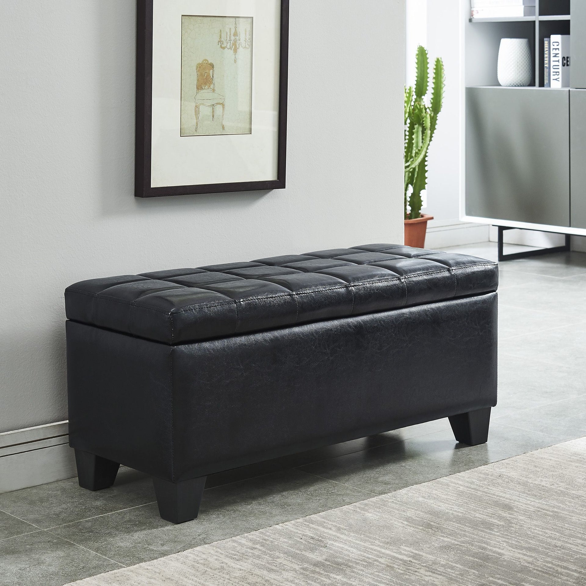 Winston Storage Ottoman Bench, Black