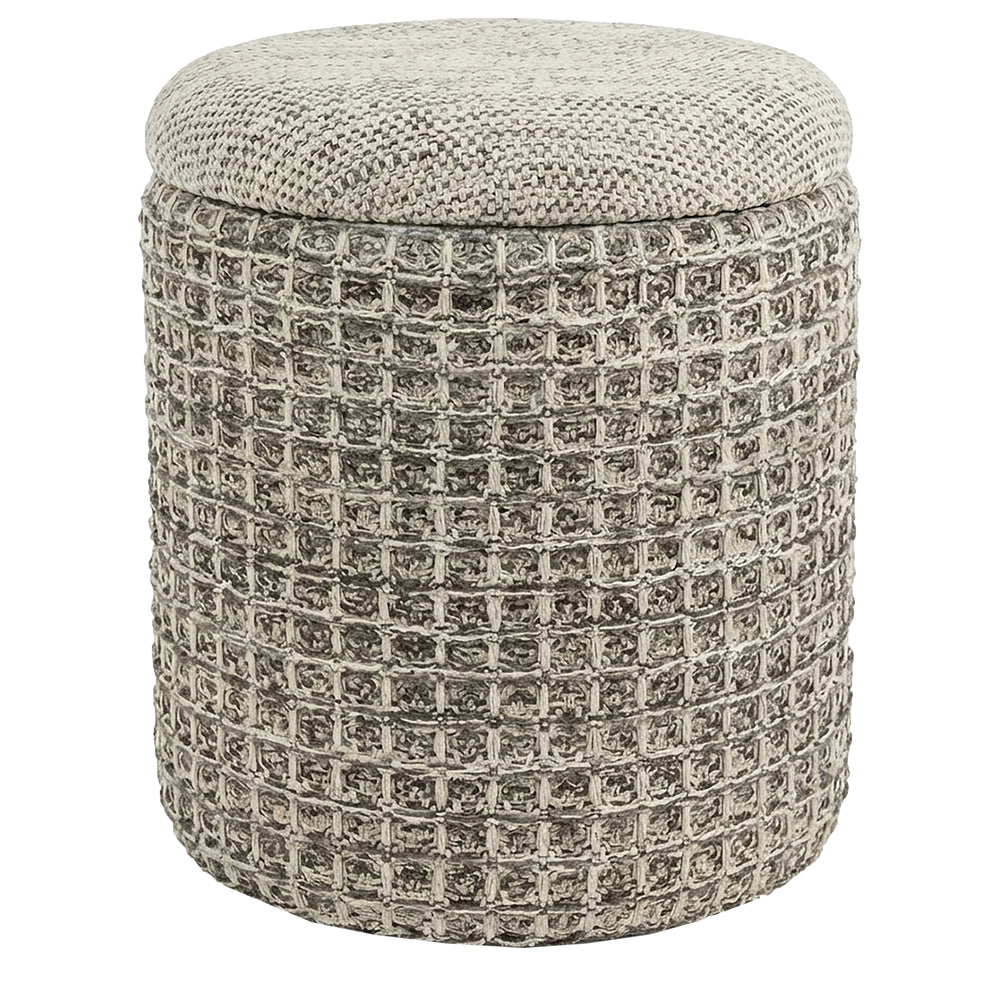 Lior Round Storage Ottoman - Beige Charcoal