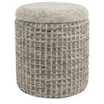 Lior Round Storage Ottoman - Beige Charcoal