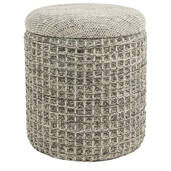 Lior Round Storage Ottoman - Beige Charcoal