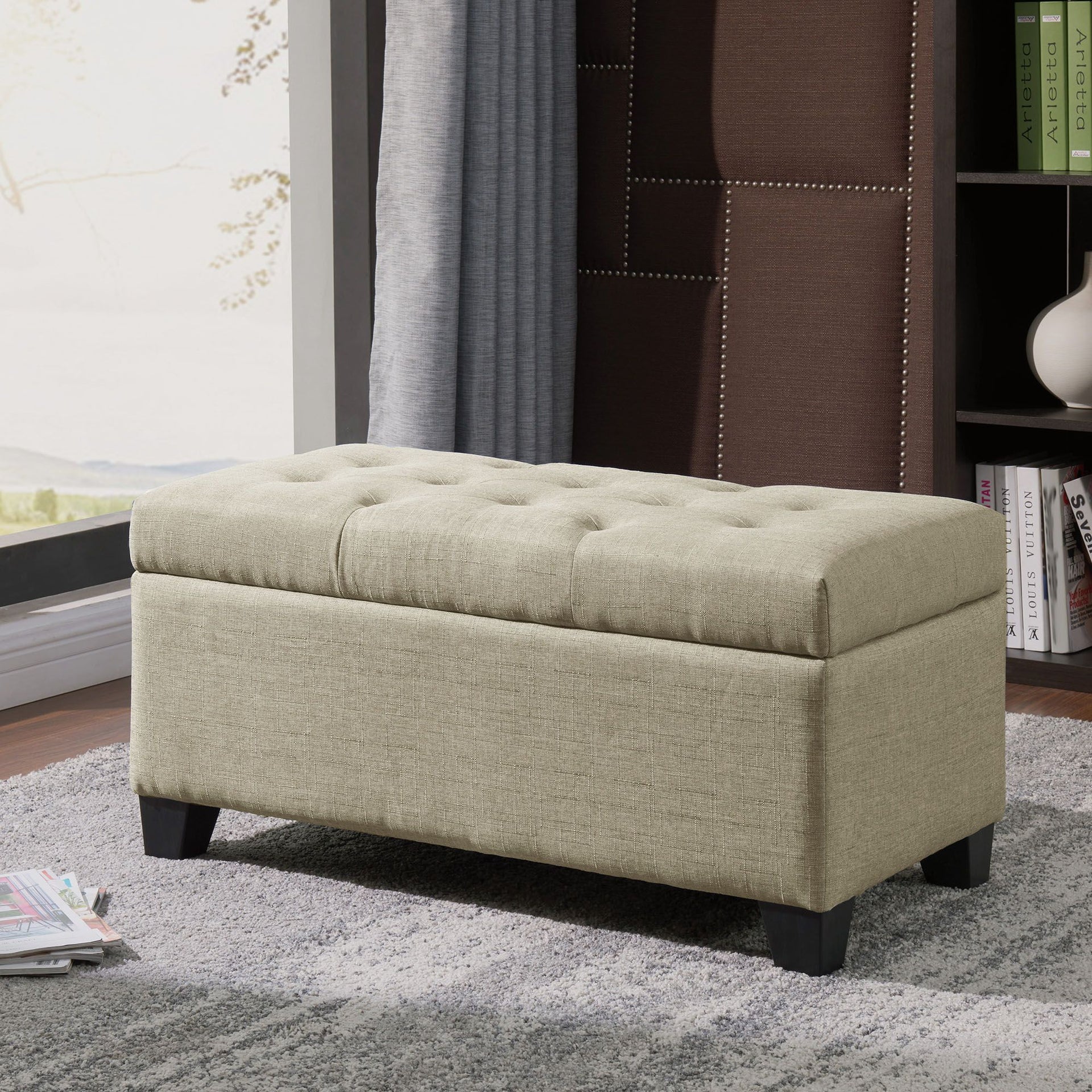 Harper Storage Ottoman Bench , Beige