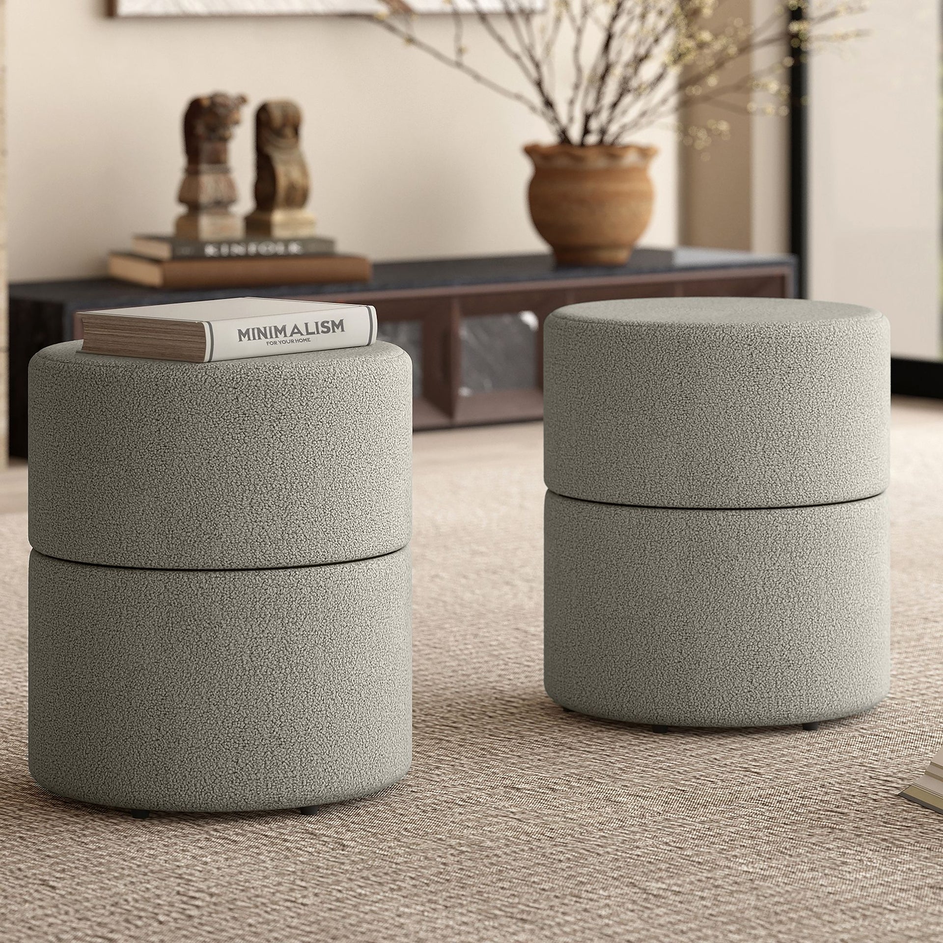 Novar Round Swivel Ottoman, Grey