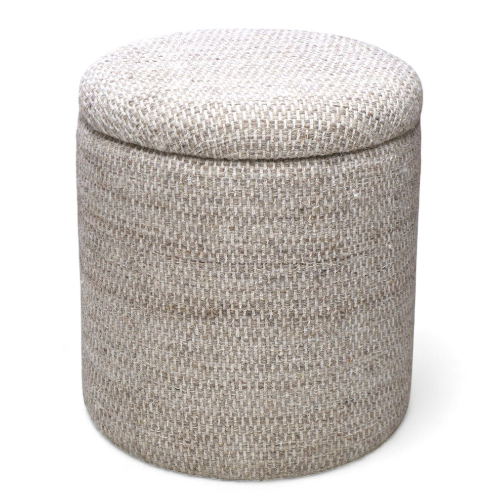 Mirren Round Storage Ottoman - Beige