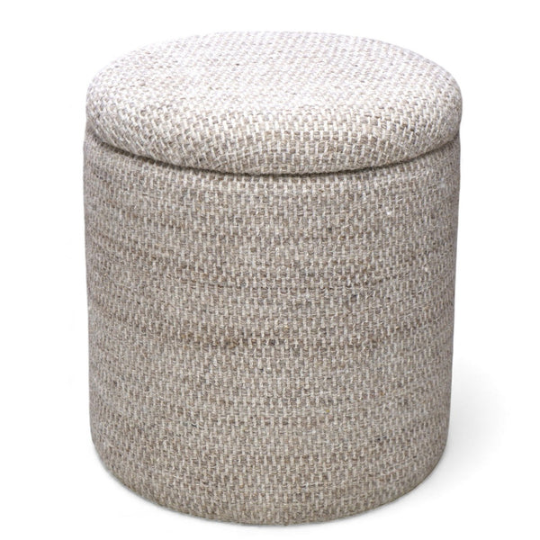 Mirren Round Storage Ottoman - Beige