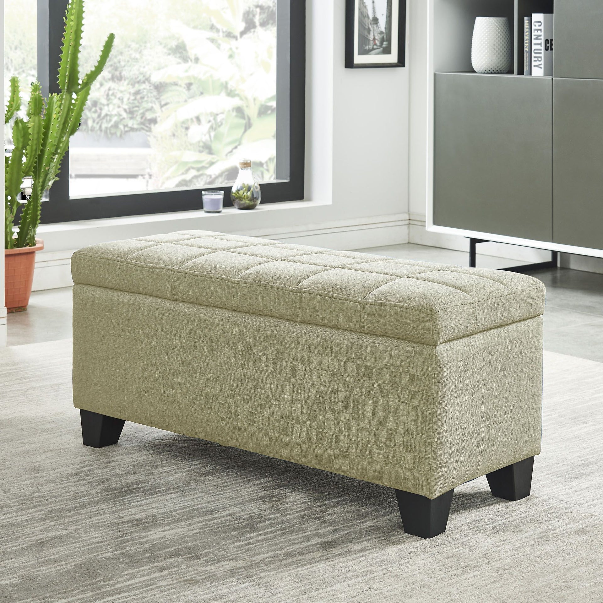 Lila Storage Ottoman Bench , Beige