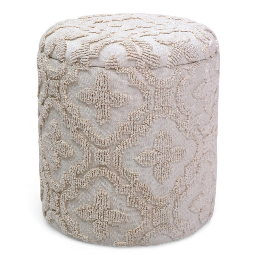 Noor Round Storage Ottoman - Ivory