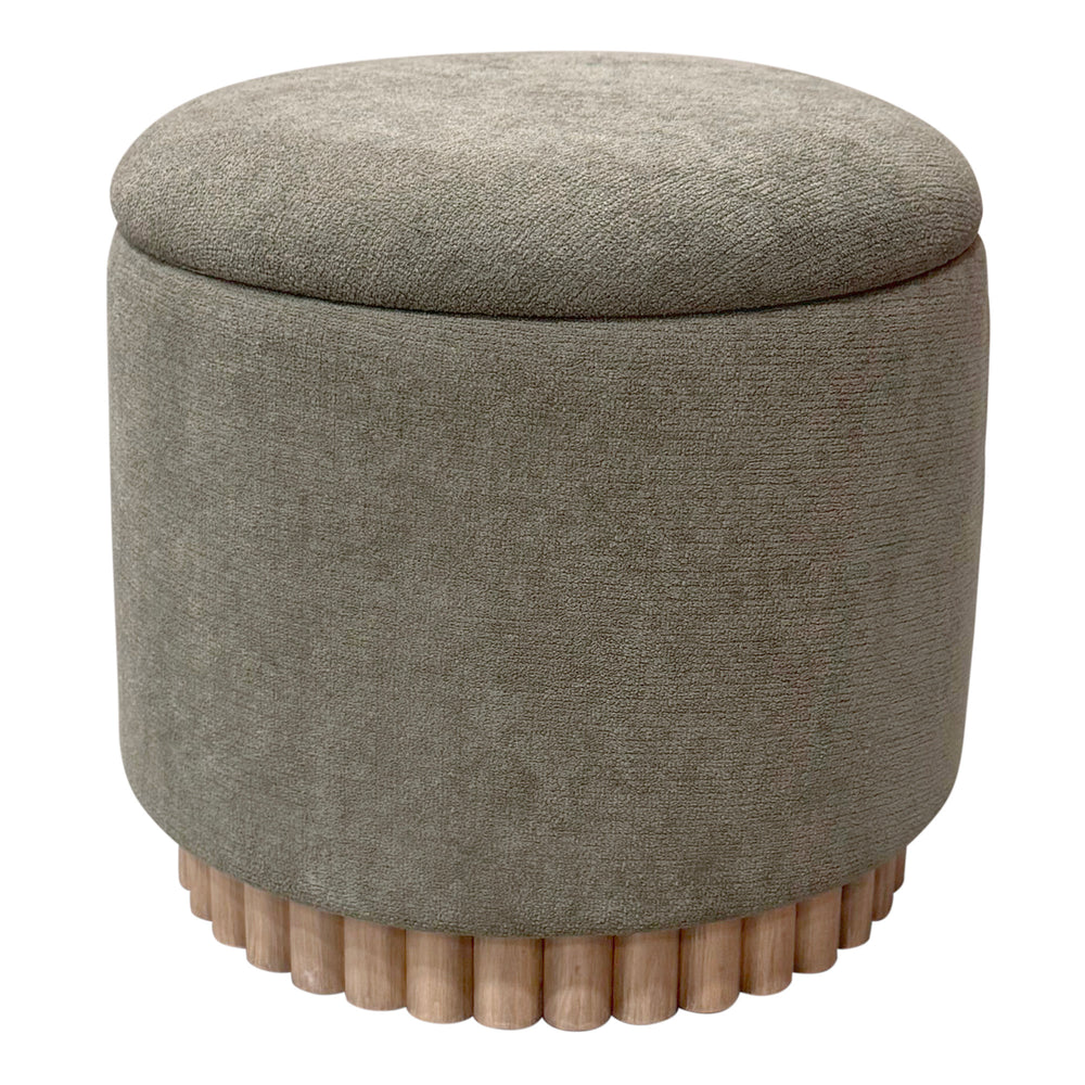 Onyx Round Storage Ottoman - Moss/Natural
