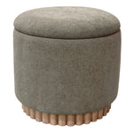 Onyx Round Storage Ottoman - Moss/Natural