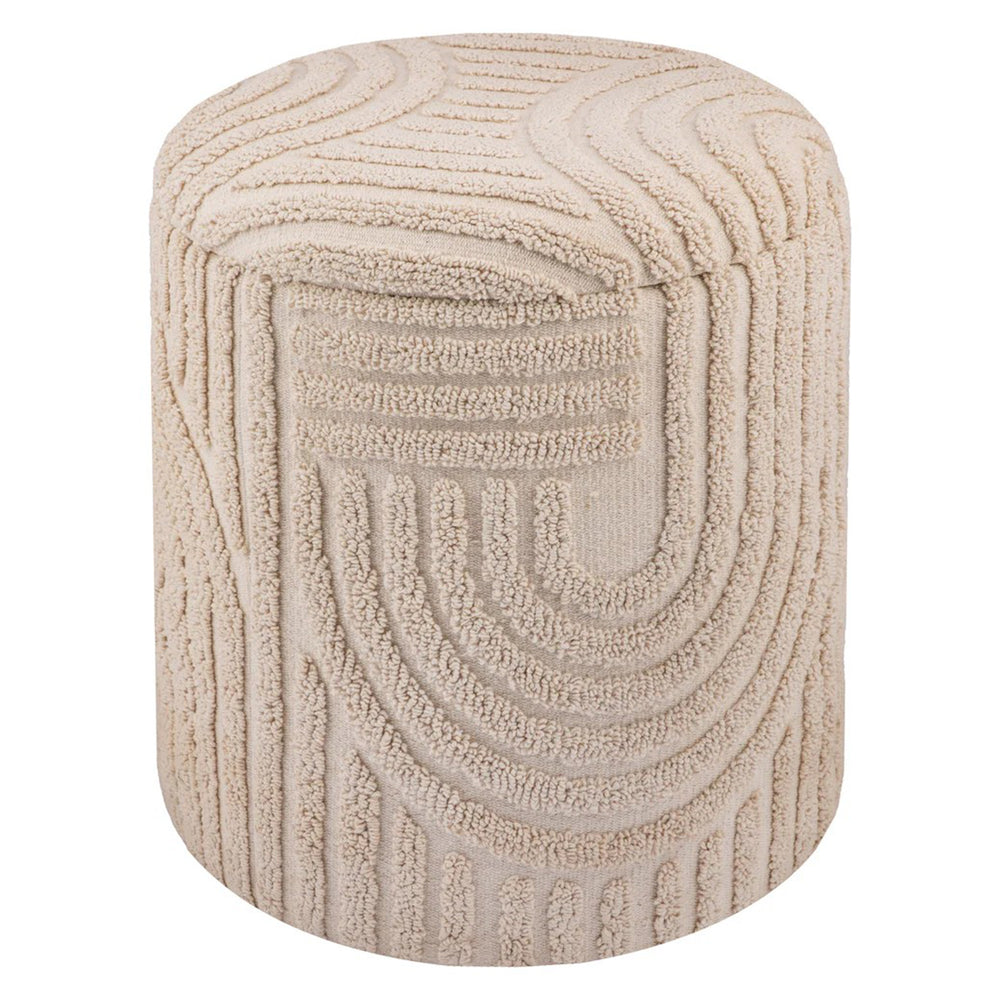 Perrin Round Storage Ottoman - Beige