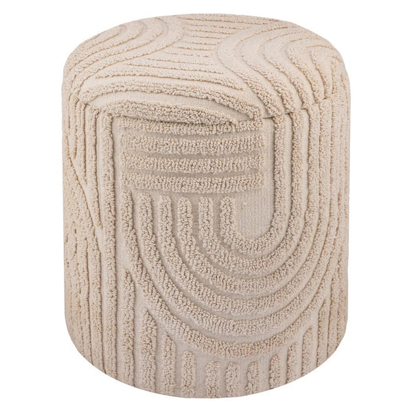 Perrin Round Storage Ottoman - Beige