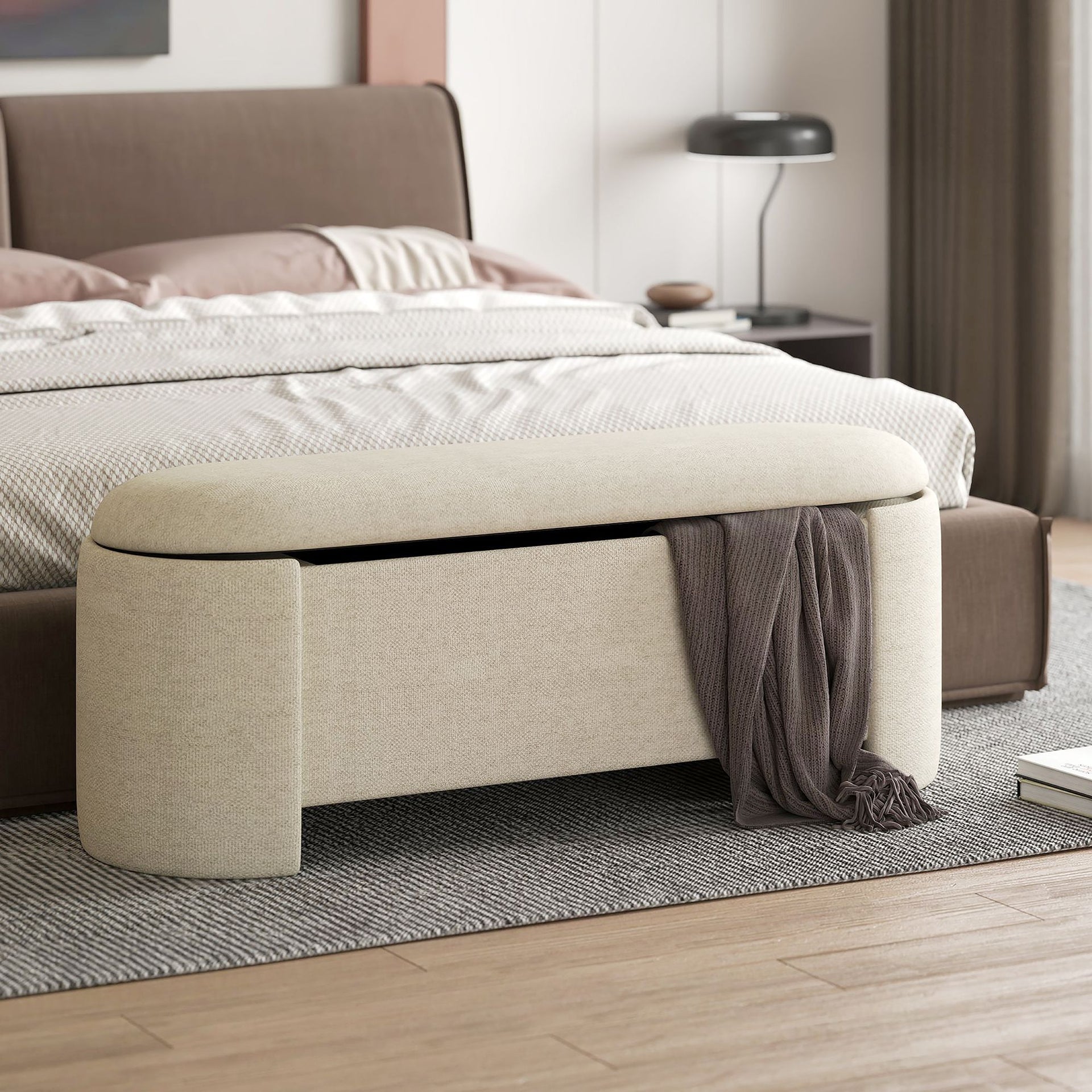 Daphne Storage Ottoman , Beige