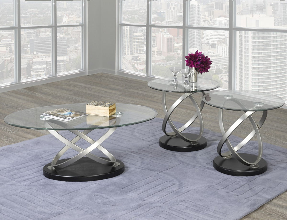 Athena 3-Piece Coffee Table Set - Black/Silver