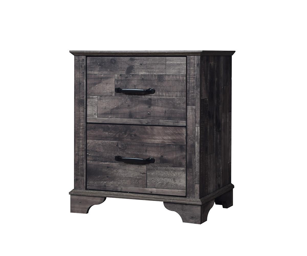 Beckett 6-Piece Rustic Bedroom Set – Charcoal Woodgrain Finish