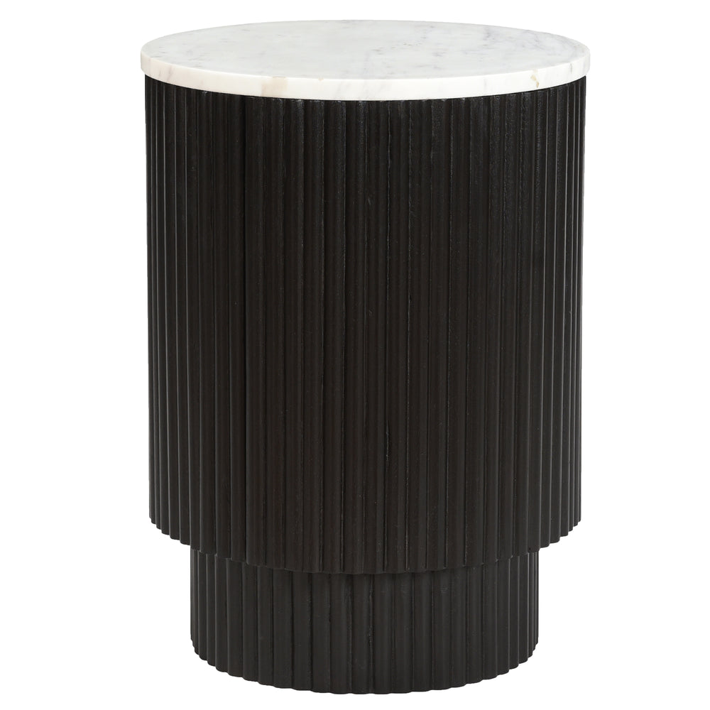 Fenwick Round Accent Table w/Storage - Black/White
