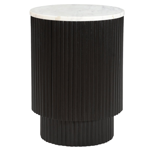 Fenwick Round Accent Table w/Storage - Black/White