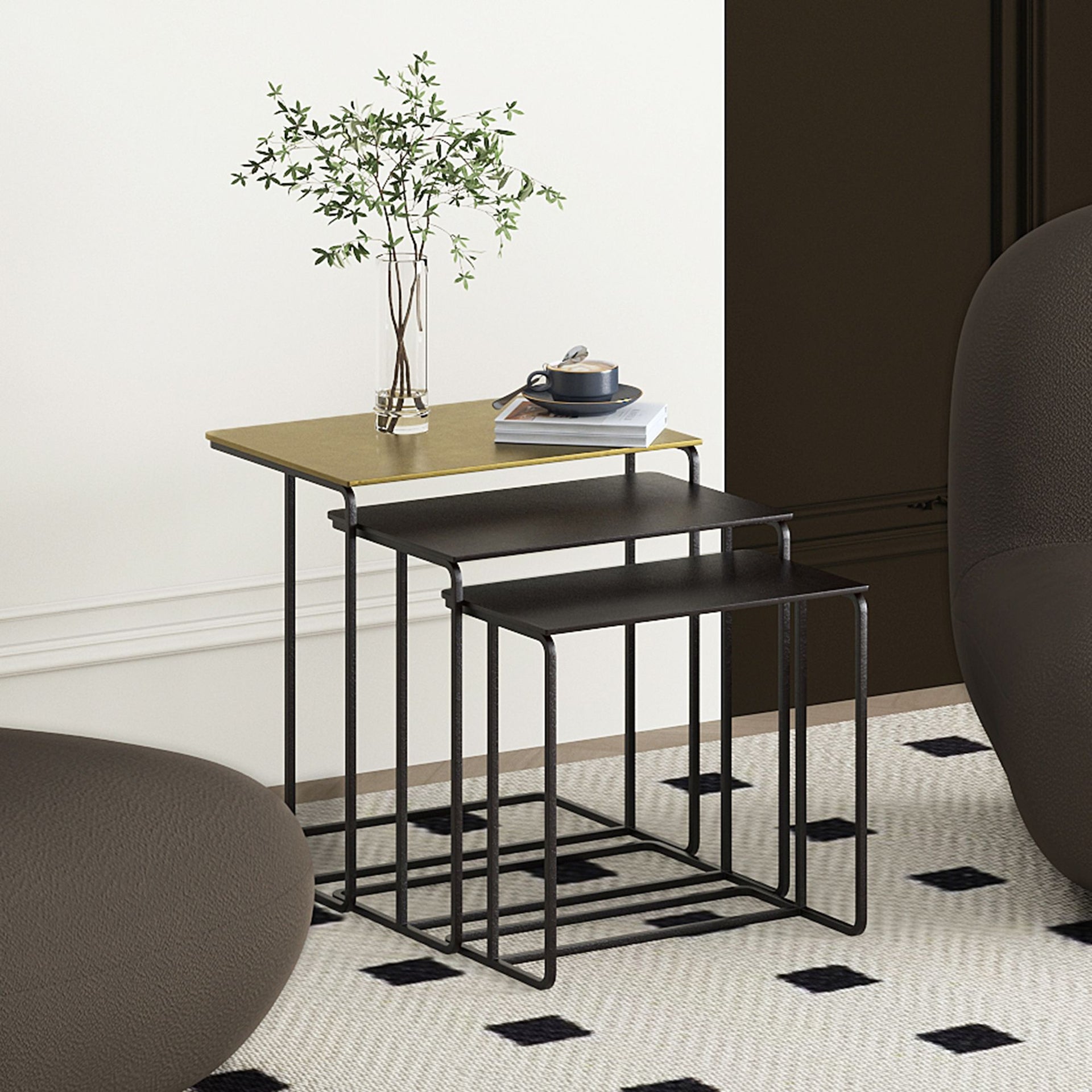 Bristol 3Pc Accent Table Set , Black