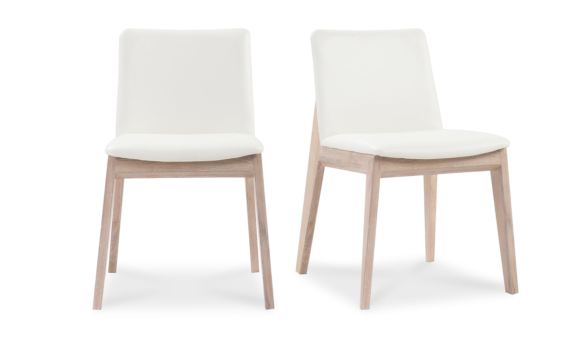 Deco Oak Dining Chair - Cream White PVC (Set of Two)