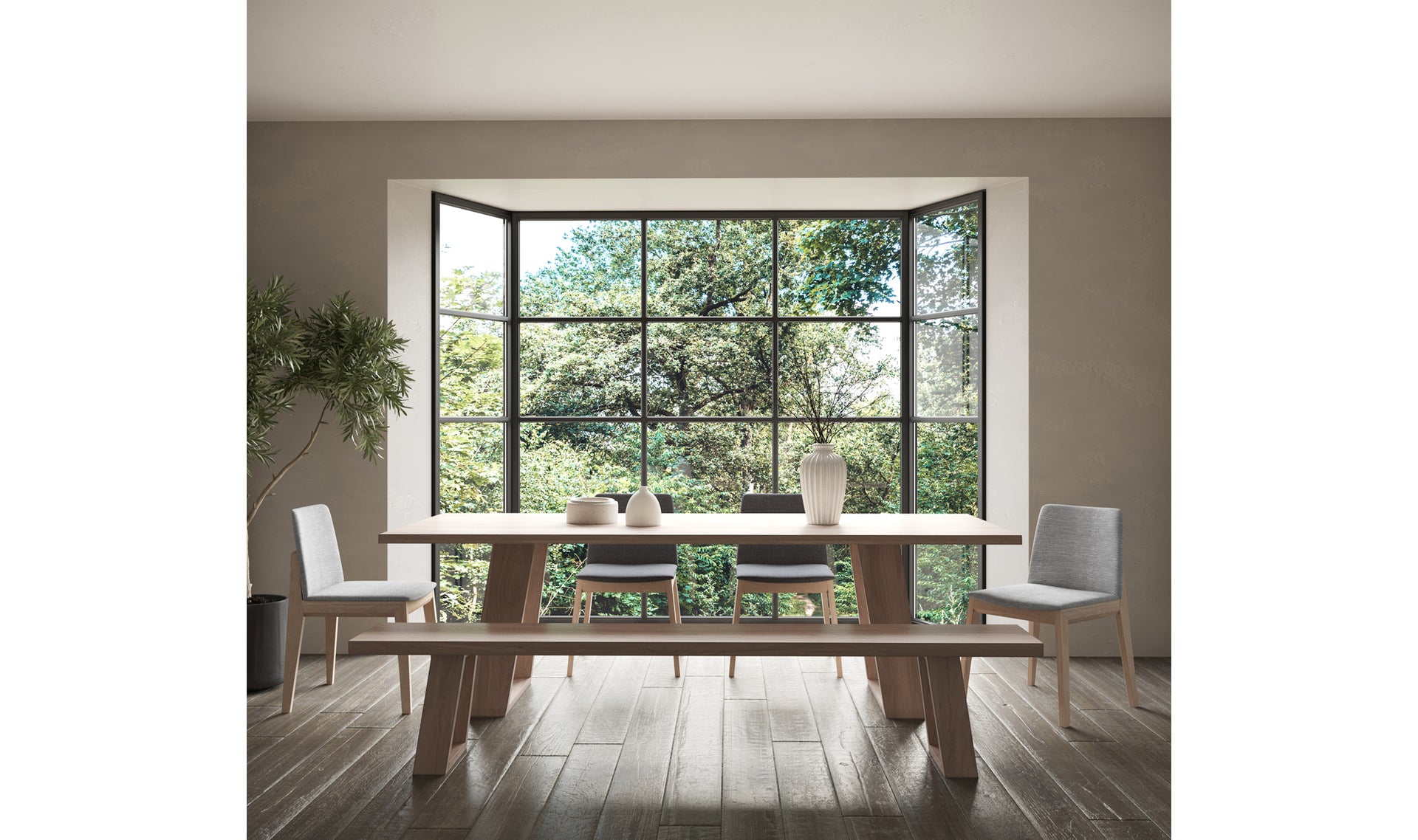 Deco Oak Dining Chair - Dark Grey (Set of Two)