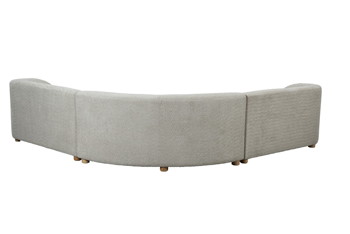 Raya Modern Curved Modular Sectional Sofa – Textured Cream Bouclé