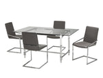 Ines 5-Piece Glass Dining Set - Grey