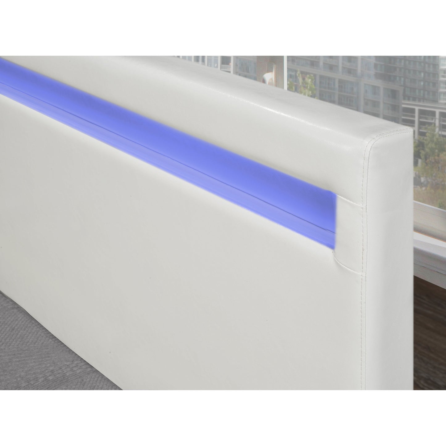 Dhara Queen Platform Bed LED Lighting, White