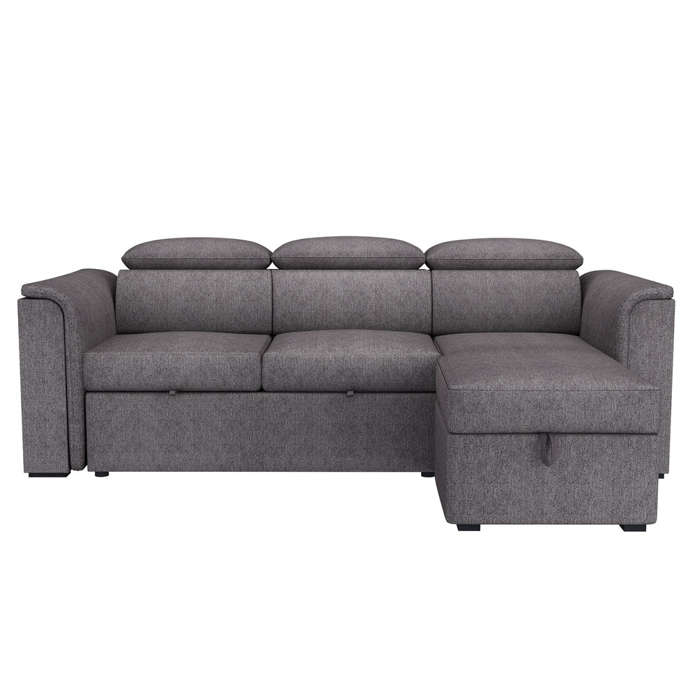 Oskar Sectional Sofa Bed with Hidden Storage - Charcoal
