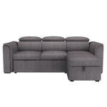 Oskar Sectional Sofa Bed with Hidden Storage - Charcoal