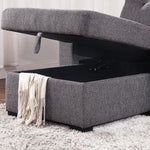 Oskar Sectional Sofa Bed with Hidden Storage - Charcoal