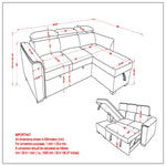 Oskar Sectional Sofa Bed with Hidden Storage - Charcoal