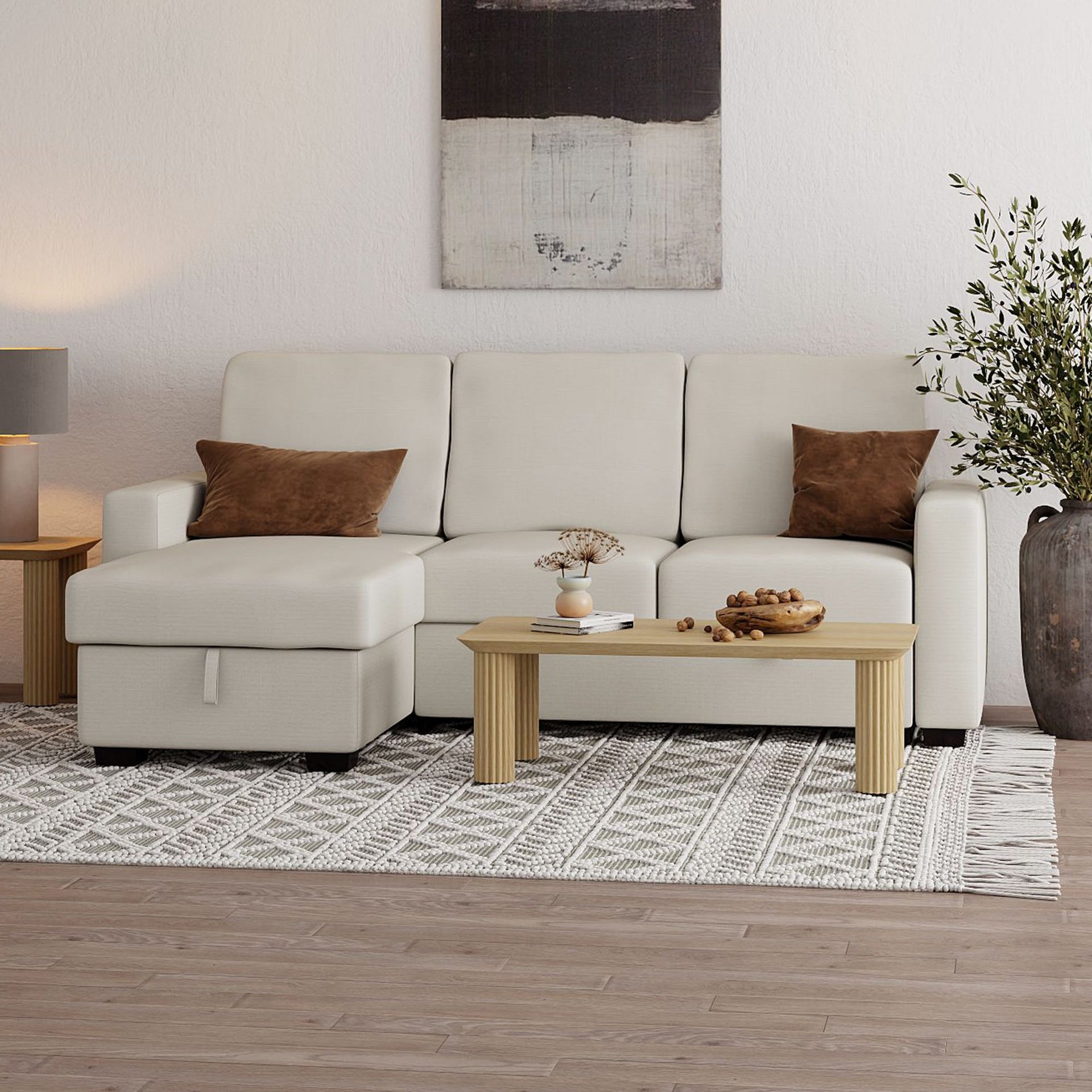 Alfonso 93.25" Sofa W/Bed & Storage