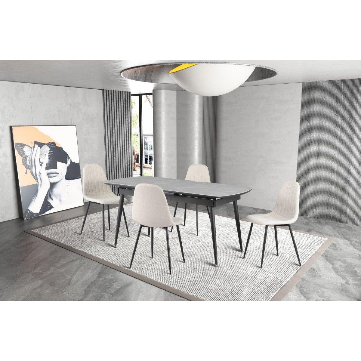 Zane 5-piece Dining Set - Light Grey/beige