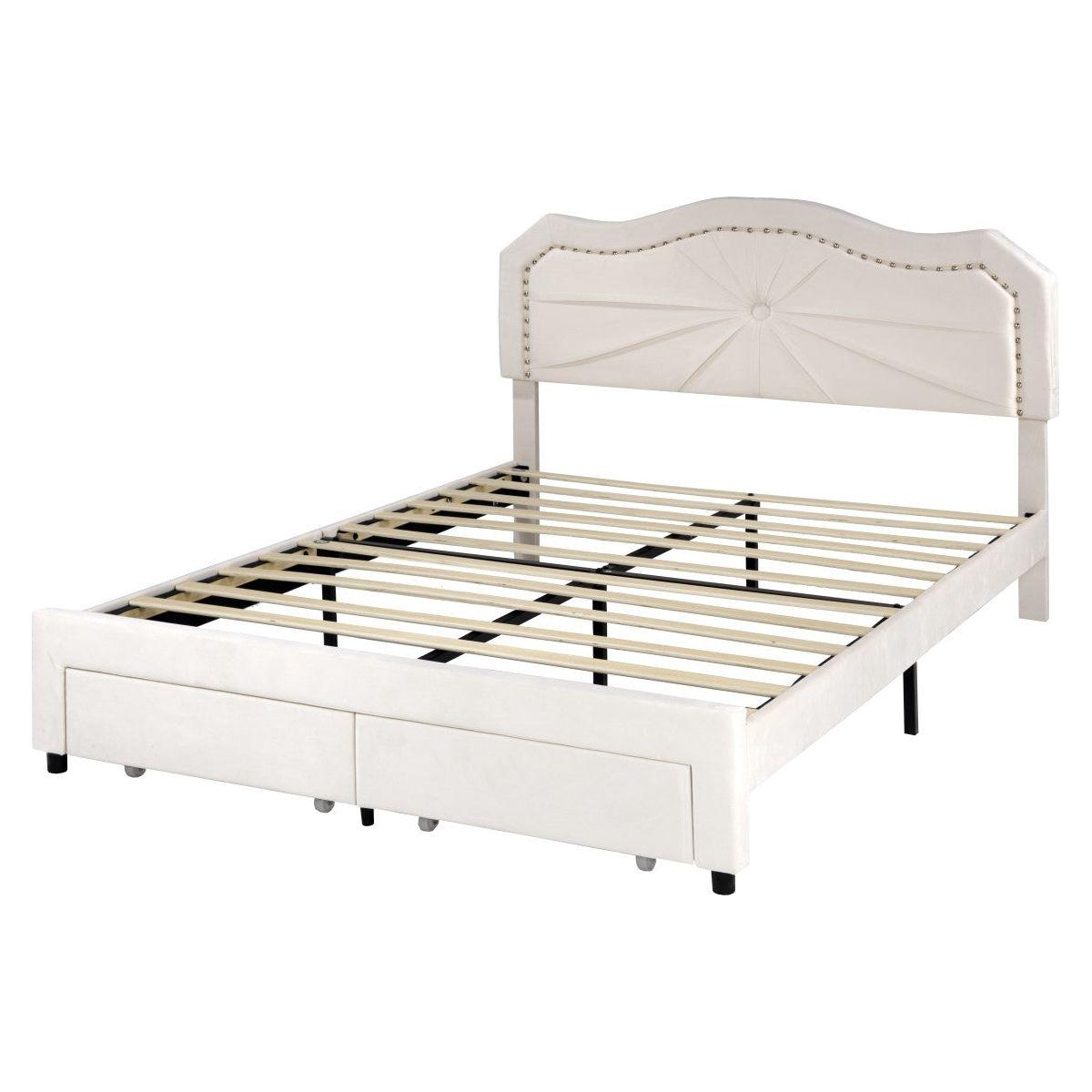 Finley Platform Double Storage Bed, Cream