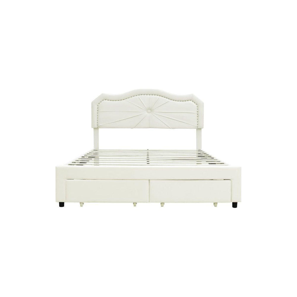 Finley Double Upholstered Platform Bed - Cream