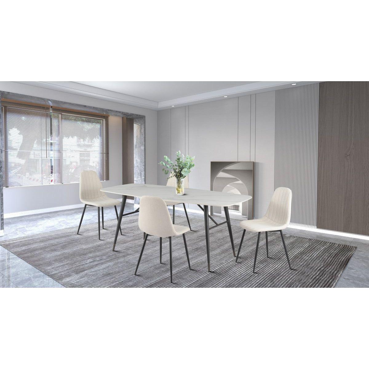 Owen 5-piece Dining Set - White/beige