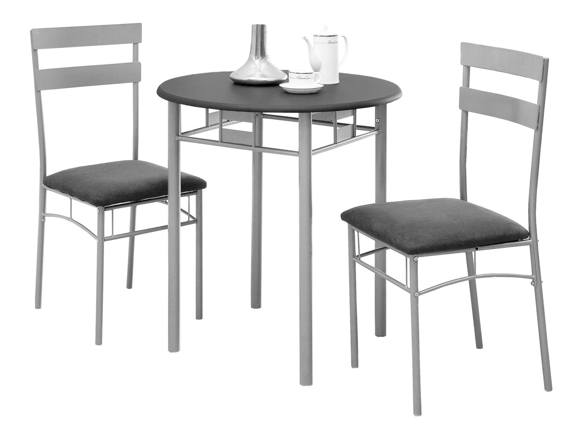 Metal Dining Set - 5-Piece (Black Table + Faux Leather Chairs)
