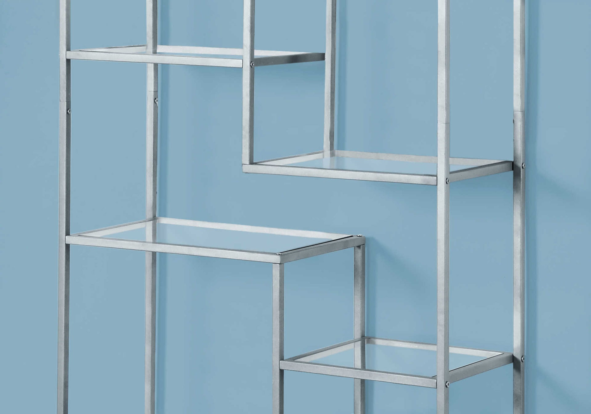 Sierra Geometric Display Shelf, Silver Metal Frame